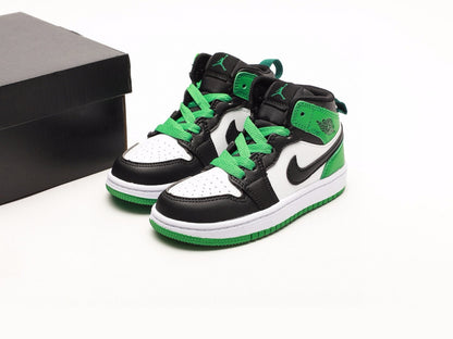 Kids Air Jordan 1 High  'Black White Green'