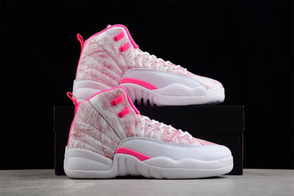 Air Jordan Retro 12 GS White/Artic Punch-Hyper Pink