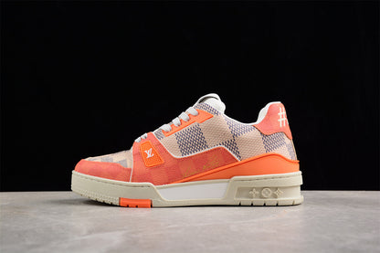 Louis Vuitton #54 Orange & Brown Grey Damier Trainers