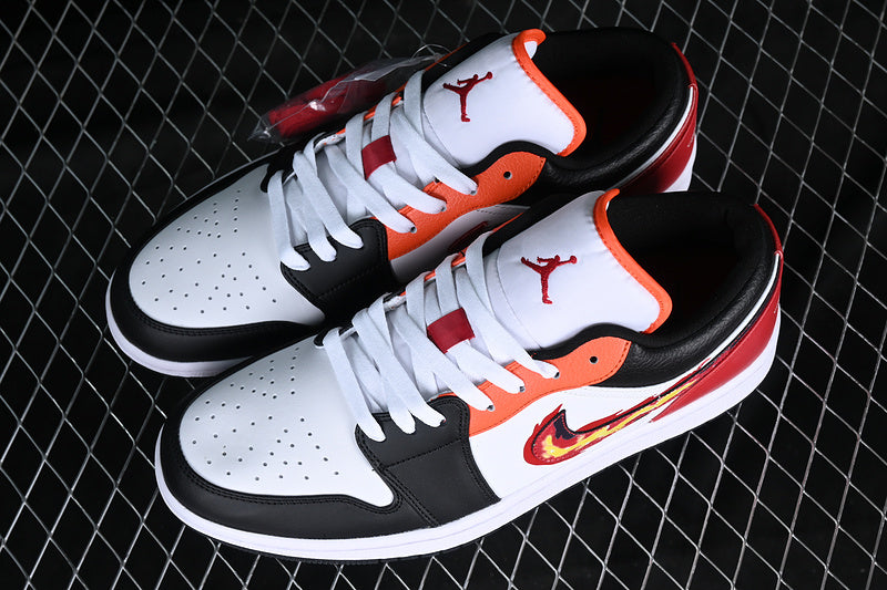 Air Jordan Retro 1 Low Flaming Swoosh/White/Black-Red-Orange