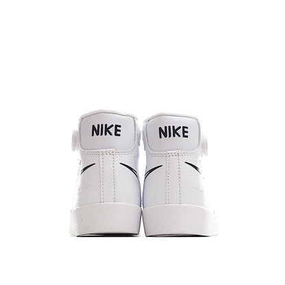 Kids Nike Blazer Mid White Black Double Nike Emblem