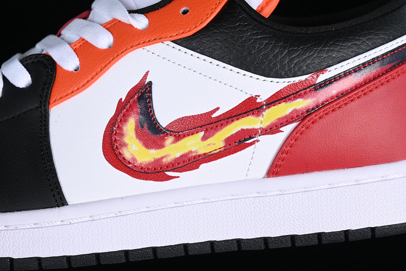 Air Jordan Retro 1 Low Flaming Swoosh/White/Black-Red-Orange