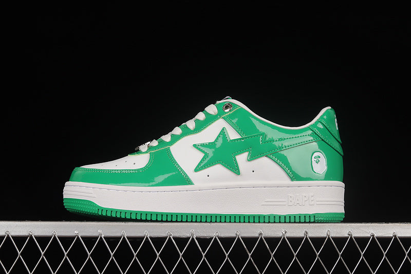 BAPE Bapesta #6 'Patent Leather White-Green'