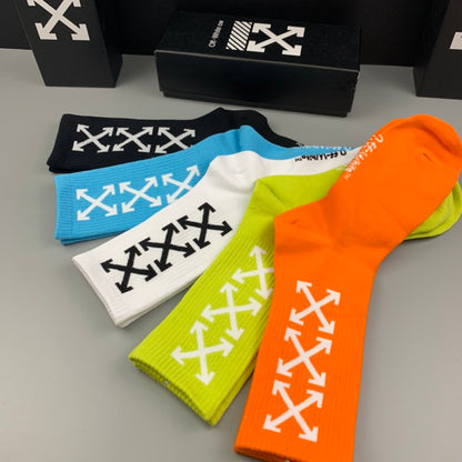 Off White High Socks 5 Pack Neon