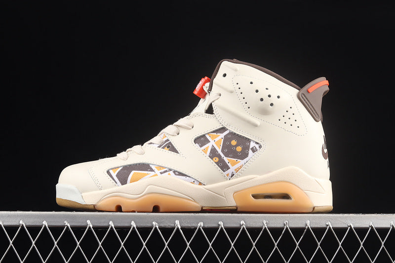 Air Jordan Retro 6 Quai 54 Sail/Total Orange/Gum Light Brown