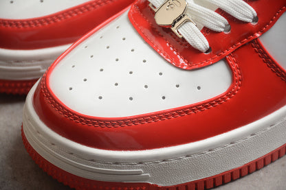 BAPE Bapesta 'Patent Leather White Red'