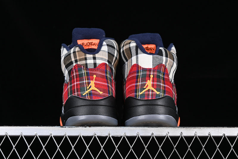 Air Jordan Retro 5 Plaid Black/Total Orange/Dark Obsidian