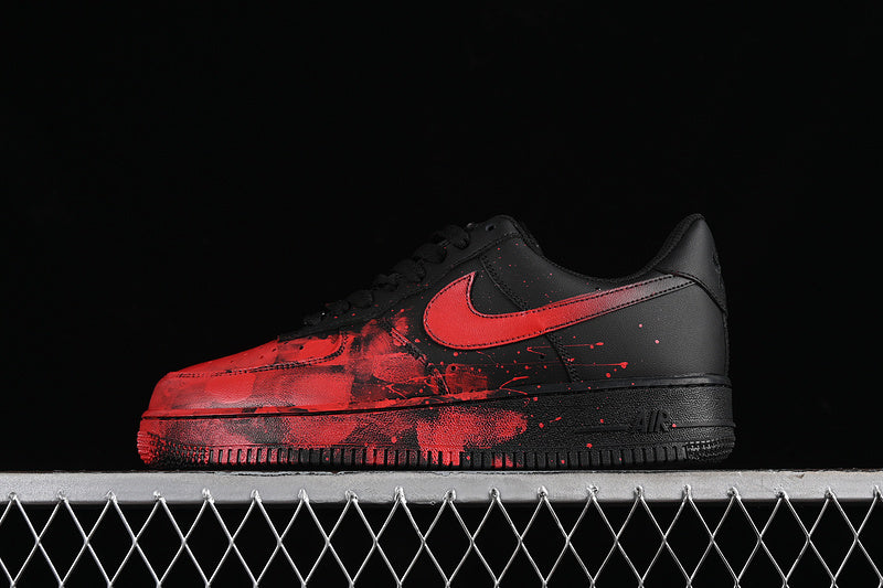 Air Force One Low Black Splash Red Paint