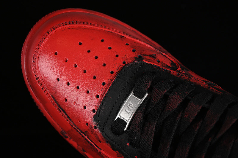 Air Force One Low Black Splash Red Paint