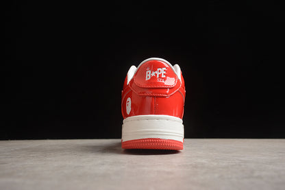 BAPE Bapesta 'Patent Leather White Red'