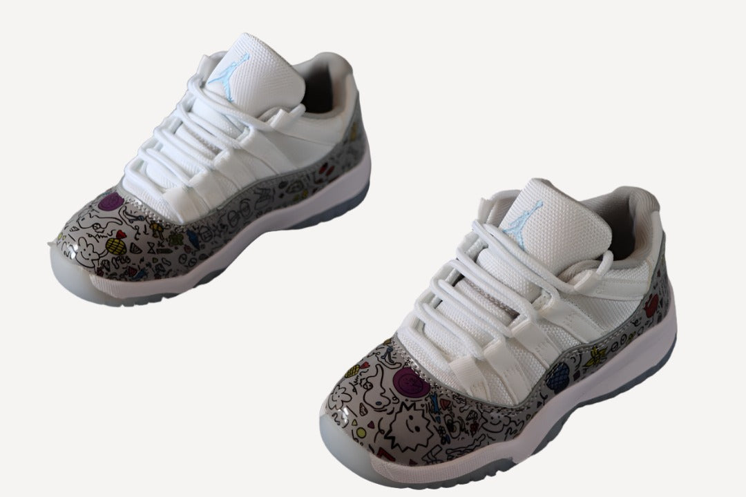 Kids Air Jordan Retro 11 Low 'White drawings'