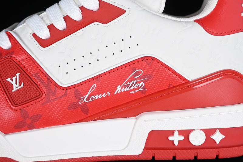 Louis Vuitton Trainer Low #54 Signature White Red