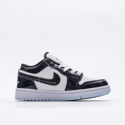 Kids Air Jordan 1 Low 'Gloss Black-White'