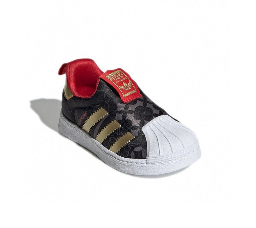 Kids Adidas Superstar Black Gold White