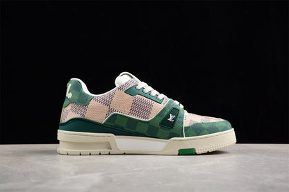 Louis Vuitton #54 Green & Brown Grey Damier Trainers (Copy)