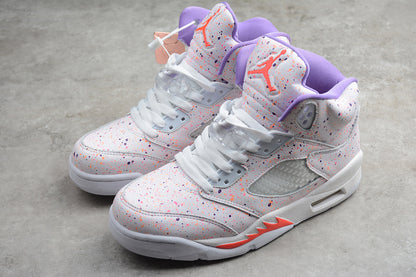 Air Jordan Retro 5 GS Easter White/Laser Crimson/Voltage Purple