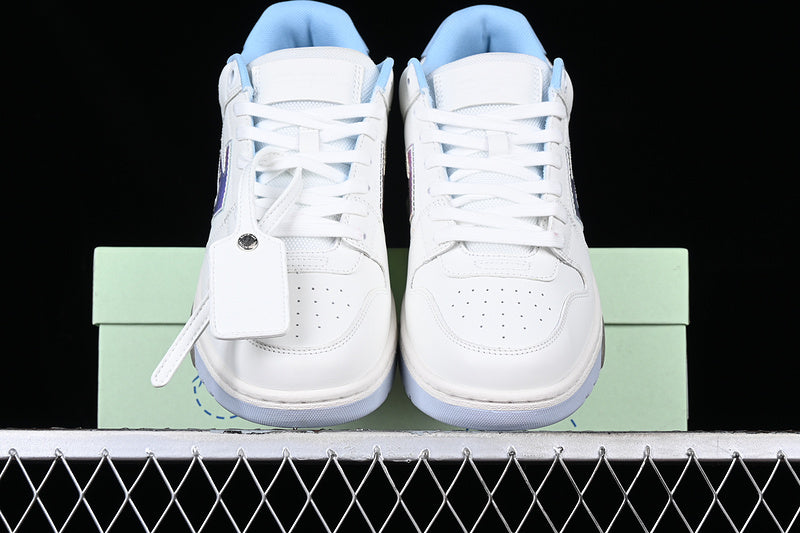 Off-White Out Of Office OOO Low Tops White Iridescent Blue