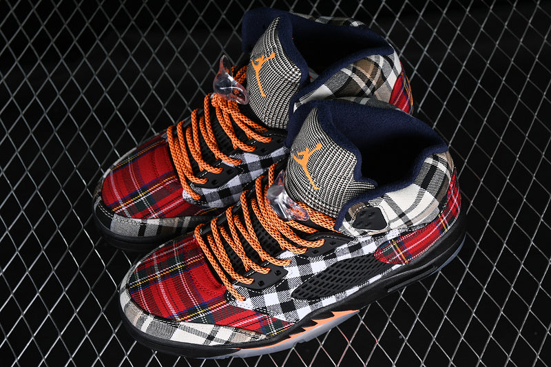 Air Jordan Retro 5 Plaid Black/Total Orange/Dark Obsidian