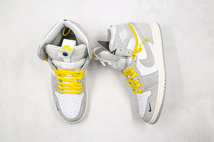 Air Jordan Retro 1 High Switch 2 In 1 White/Light Smoke Grey-Tour Yellow