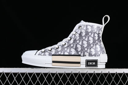 Dior Oblique Canvas B23 High-Top Sneaker  White and Black