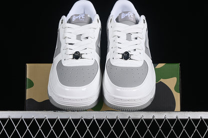 BAPE Bapesta #6 'Patent Leather White-Grey'