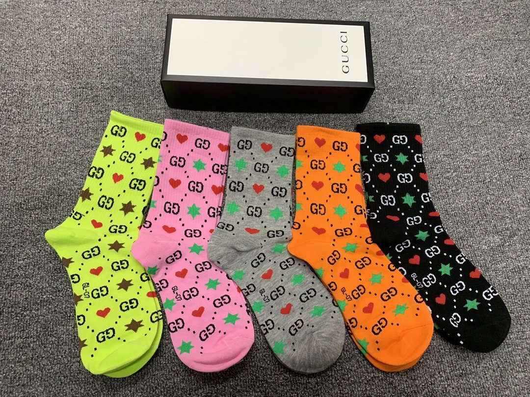 Gucci High Socks 5 Pack Multi Color