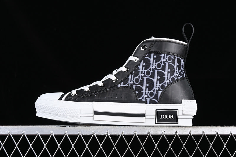 Dior Oblique Canvas B23 High-Top Sneaker  Black and White