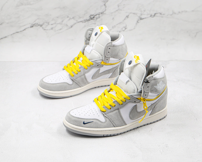 Air Jordan Retro 1 High Switch 2 In 1 White/Light Smoke Grey-Tour Yellow