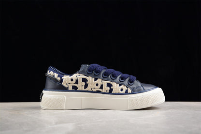 Dior B33 Navy Blue Smooth Calfskin Oblique Raised Embroidery