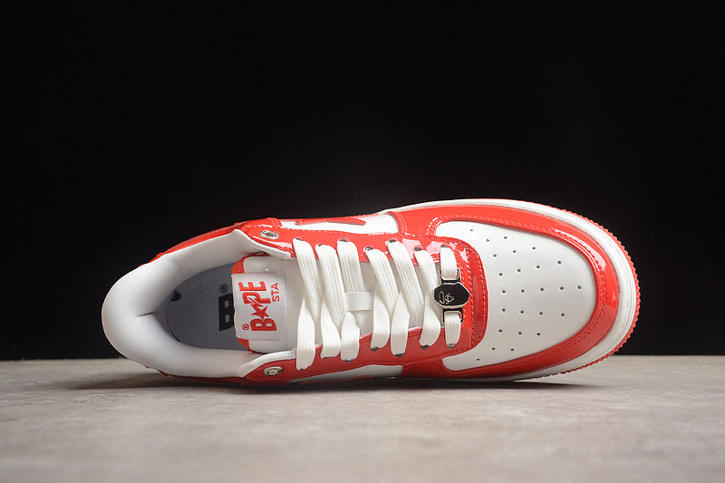 BAPE Bapesta 'Patent Leather White Red'