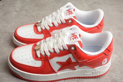 BAPE Bapesta 'Patent Leather White Red'