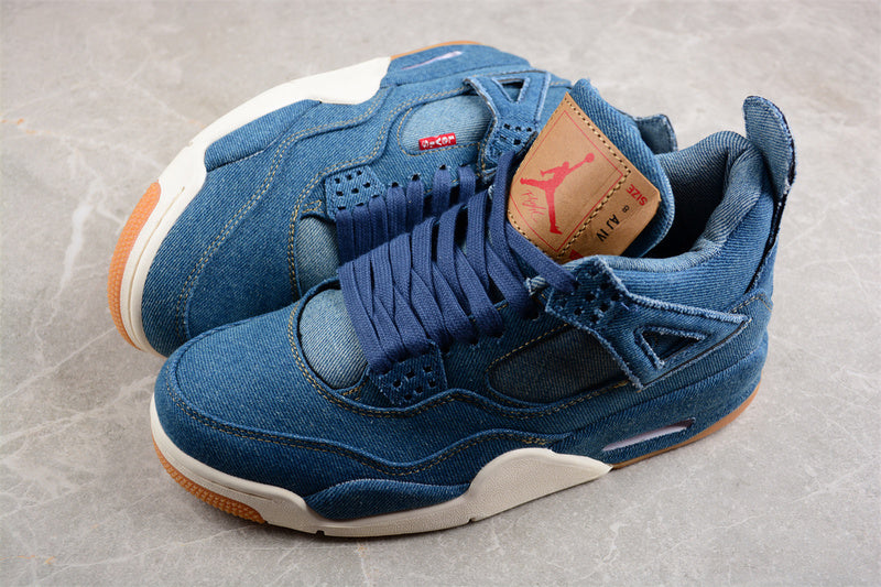 Air Jordan Retro 4 X Levi's Denim Blue Jeans/Sail-Game Red