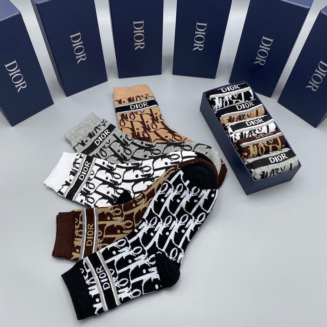 Christian Dior Mid Socks 5 Pack