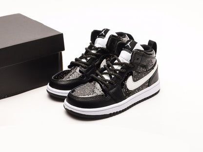 Kids Air Jordan 1 High  'Shiny Black White'