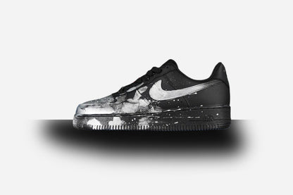 Air Force One Low Black Splash Silver Paint