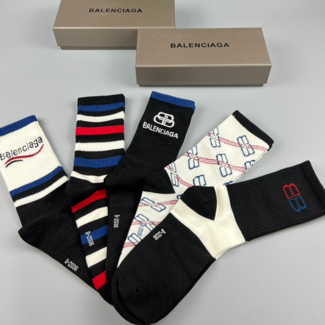 Balenciaga High Socks 5 Pack