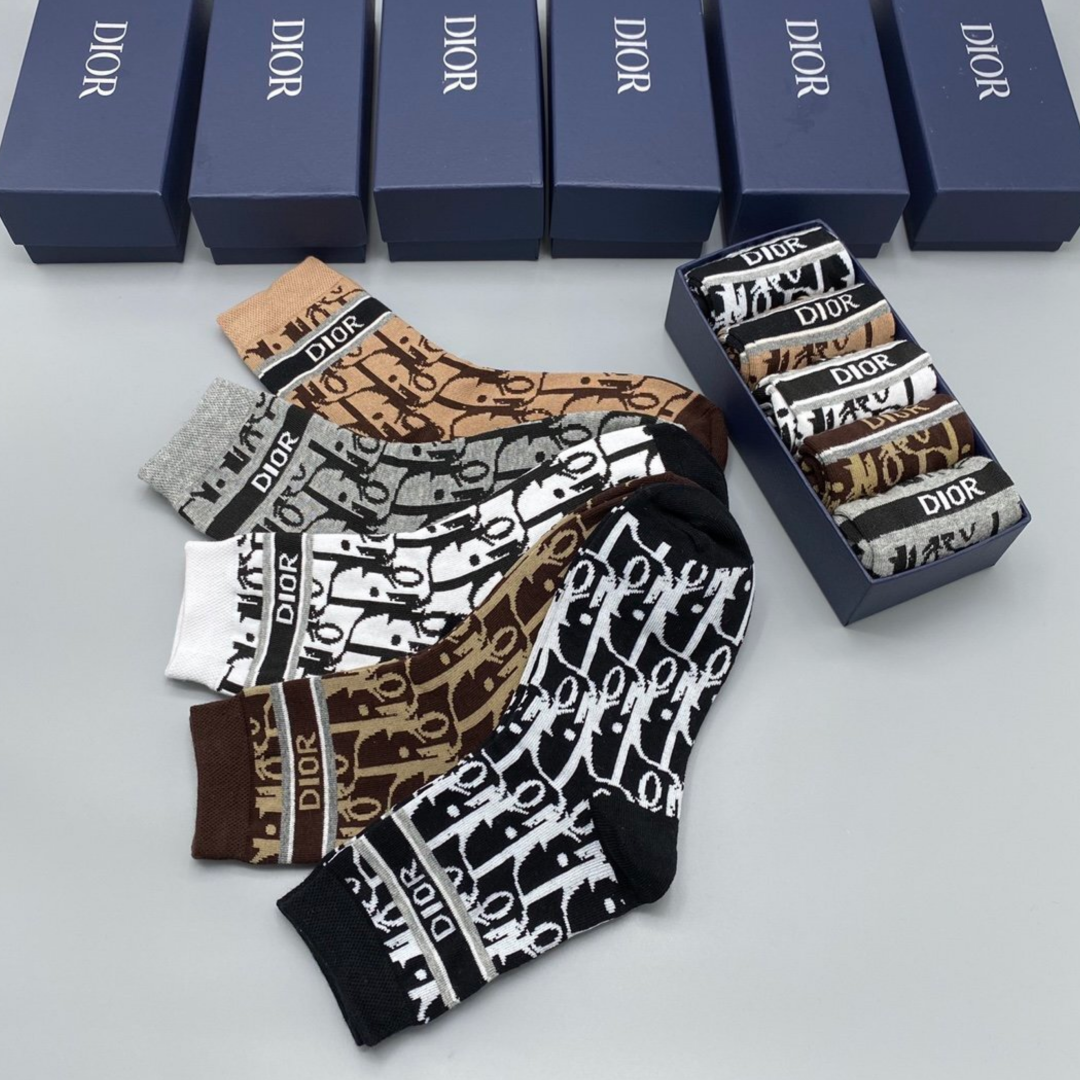 Christian Dior Mid Socks 5 Pack