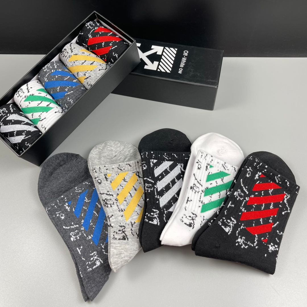 Off White Mid Socks 5 Pack