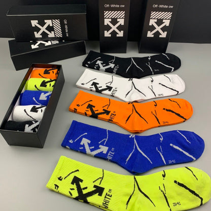 Off White High Socks5 Pack Multi Color