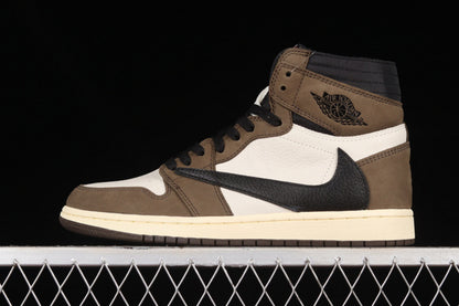 Air Jordan Retro 1 High X Travis Scott White/Brown-Black