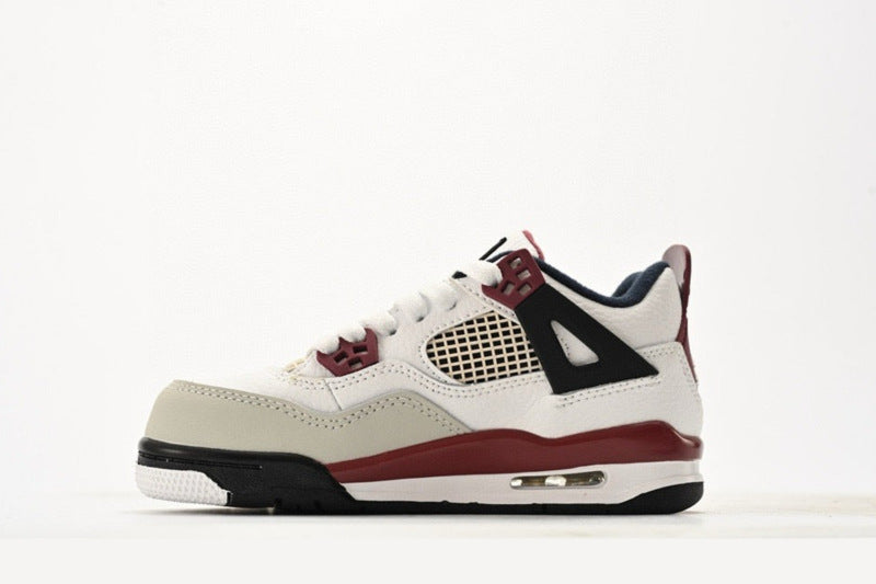 Kids Air Jordan Retro 4 'White and Burgundy'