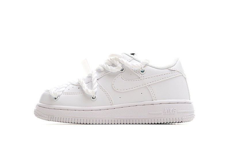 Kids Nike Air Force One White Double Laces