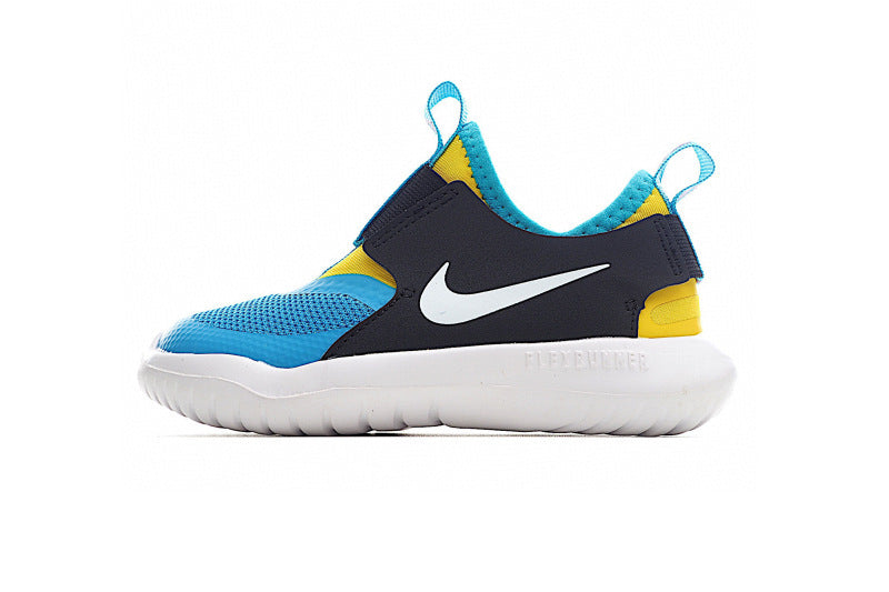 Kids Nike Flex Runner Toddler Black White Blue-Yellow