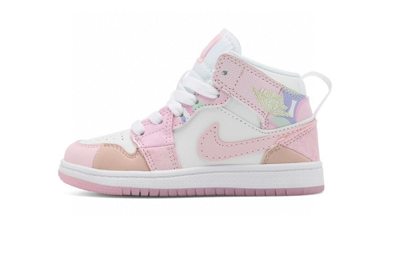 Kids Air Jordan 1 High  'White Triple Baby Pink'