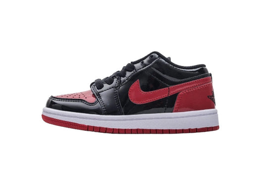 Kids Air Jordan 1 Low 'Gloss Black Red'