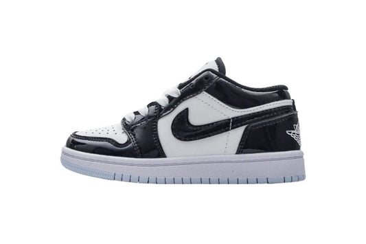 Kids Air Jordan 1 Low 'Gloss Black-White'