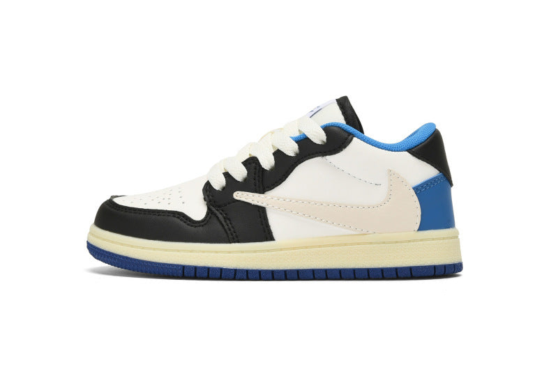 Kids Air Jordan 1 Low X Travis Scott 'Blue And Cream'