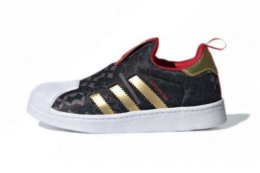 Kids Adidas Superstar Black Gold White