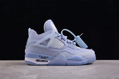 Air Jordan Retro 4 X Off White Cream Sail Ow Blue-White