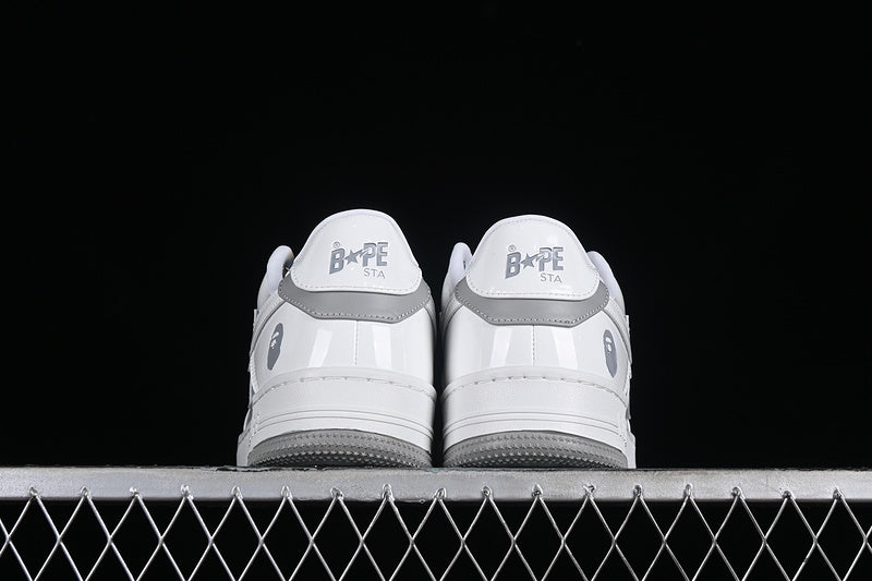 BAPE Bapesta #6 'Patent Leather White-Grey'